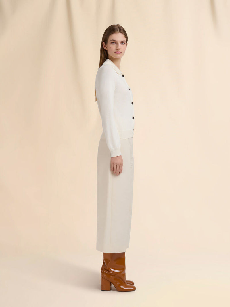 [Marni] Cream Cotton Cady Cropped Trousers - Ivory