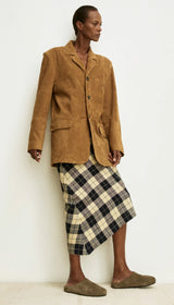 [Smythe] Asymmetrical Skirt - Navy Plaid