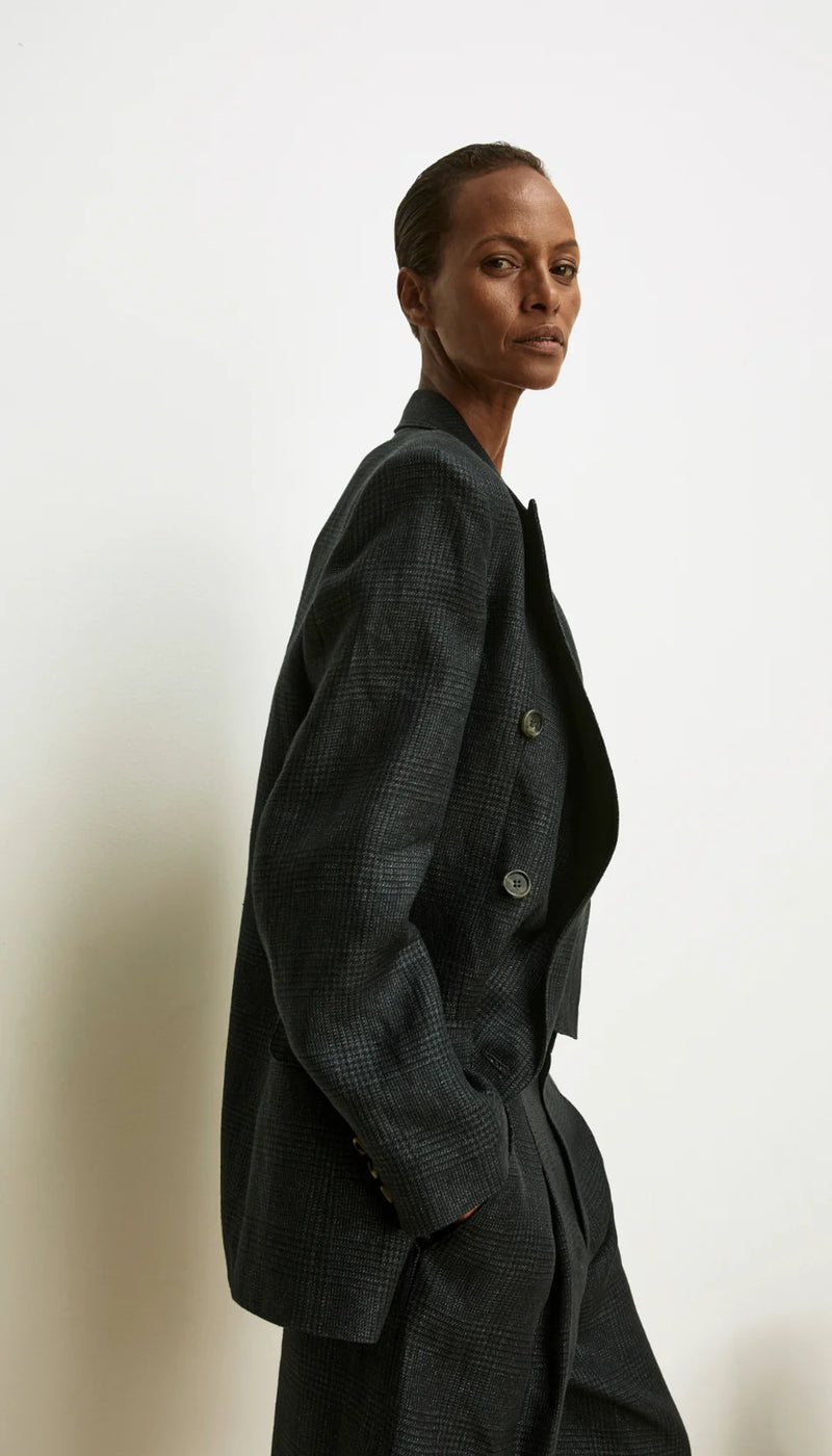 [Smythe] DB Peaked Lapel Blazer - Carbon Glencheck