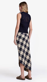 [Smythe] Asymmetrical Skirt - Navy Plaid