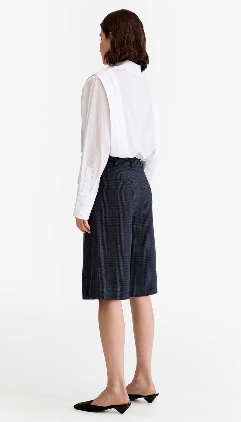 [Smythe] Pleated Long Short - Carbon Glencheck