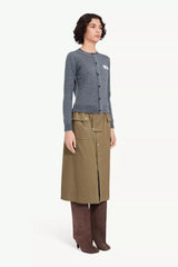Button-front wool blend knit cardigan