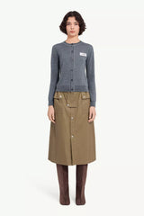 Button-front wool blend knit cardigan