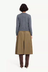Button-front wool blend knit cardigan