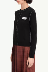 Button-front wool blend knit cardigan