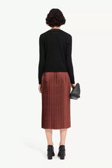 Button-front wool blend knit cardigan