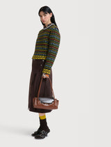 Brown and black leather Trunkette bag