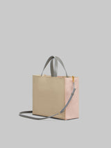 [MARNI] Leather Museo Soft Tote Bag with Marni Symbol Embroidery - Camellia/ Winter Wheat