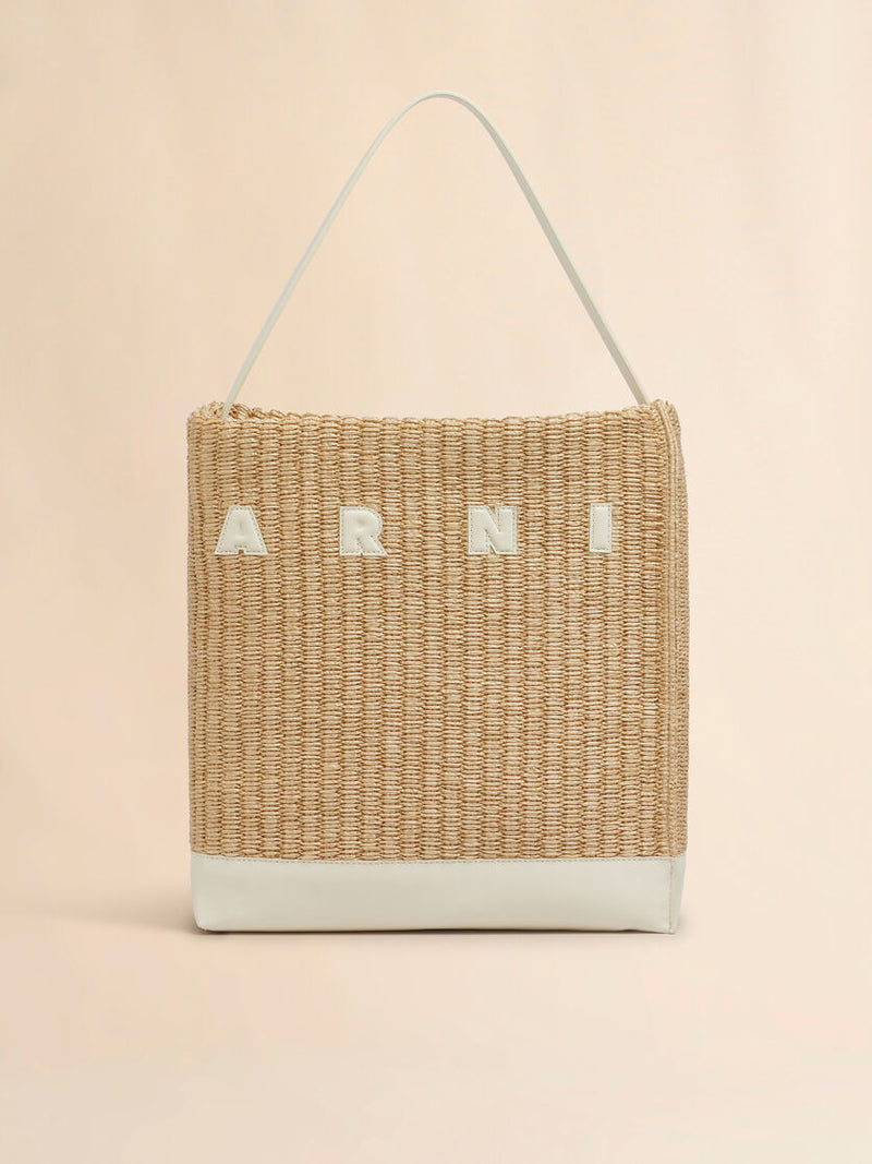 [Marni] Medium Natural Woven Fabric Museo Hobo Bag - Natural