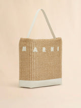 [Marni] Medium Natural Woven Fabric Museo Hobo Bag - Natural