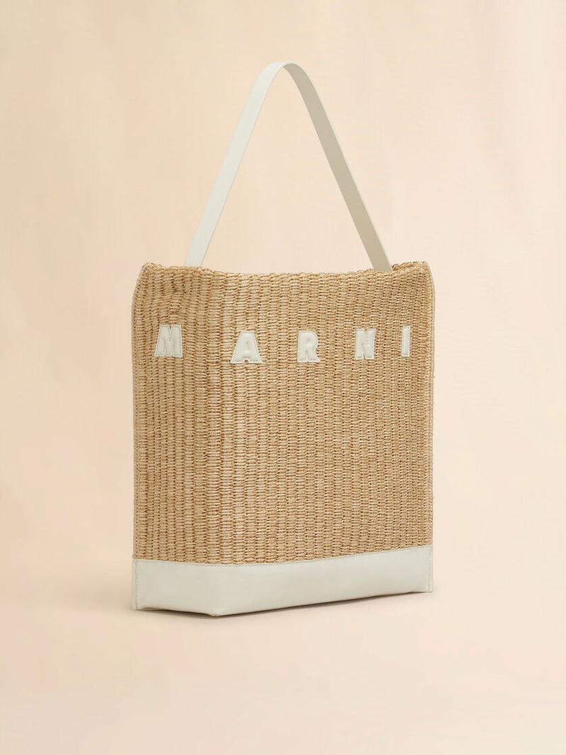 [Marni] Medium Natural Woven Fabric Museo Hobo Bag - Natural