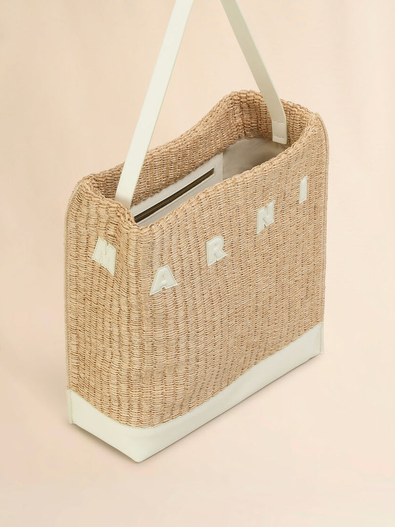 [Marni] Medium Natural Woven Fabric Museo Hobo Bag - Natural