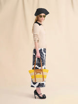 [Marni] Small Stripe Raffia Effect Trunkaroo Beach Bag - Natural/D.Lemon