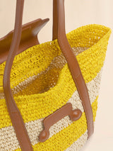 [Marni] Small Stripe Raffia Effect Trunkaroo Beach Bag - Natural/D.Lemon