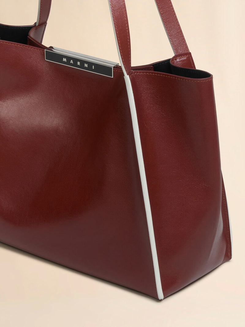 [Marni] Brown leather Cresta E/W small tote bag