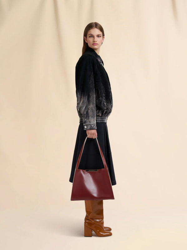 [Marni] Brown leather Cresta E/W small tote bag