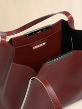 [Marni] Brown leather Cresta E/W small tote bag
