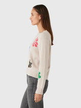 Cashmere Wool Twisted Floral Crew