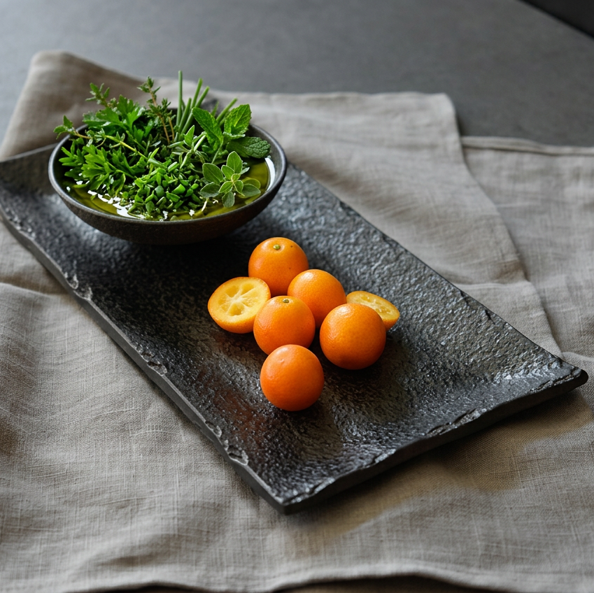 Vintage Black Rectangular Ceramic Plate - Medium