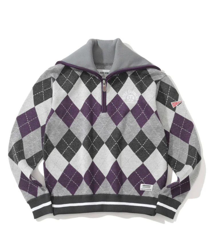 Woodville Argyle Sailor Collar Knit - Purple