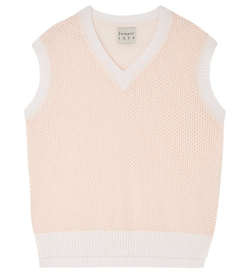 [Jumper1234] Cashmere Holey Tank - Cream Lily