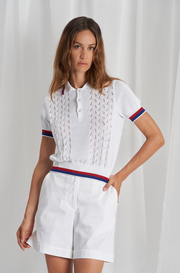 [Tricot Chic] Camicetta - White/Red/Navy
