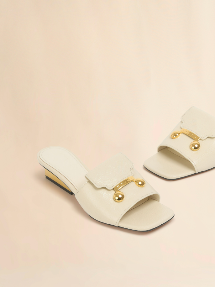 [Marni] Leather Trunkaroo Sandal - Limestone
