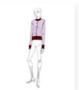 wool blend cardigan with contrast trims
