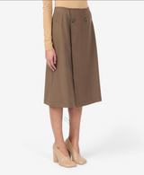 Drawstring Coated Wool Midi Skirt