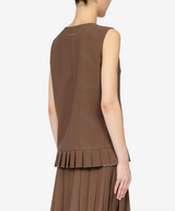 Pleated wool blend sleeveless top