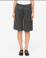 Striped Wool Blend Tailored Shorts