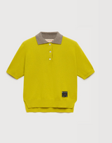 Yellow cashmere polo shirt with contrast collar