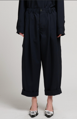 Blublack canvas pants with pleats