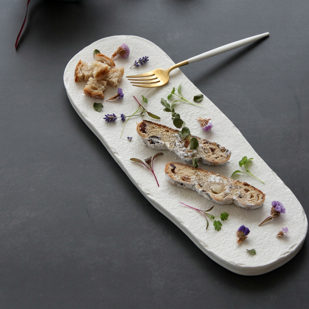 White Vintage Stone Dessert Plate - Wide