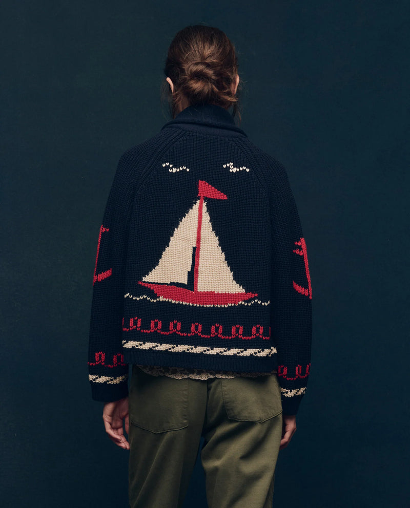 [The Great] The Sailboat Lodge Cardigan - Dark Navy