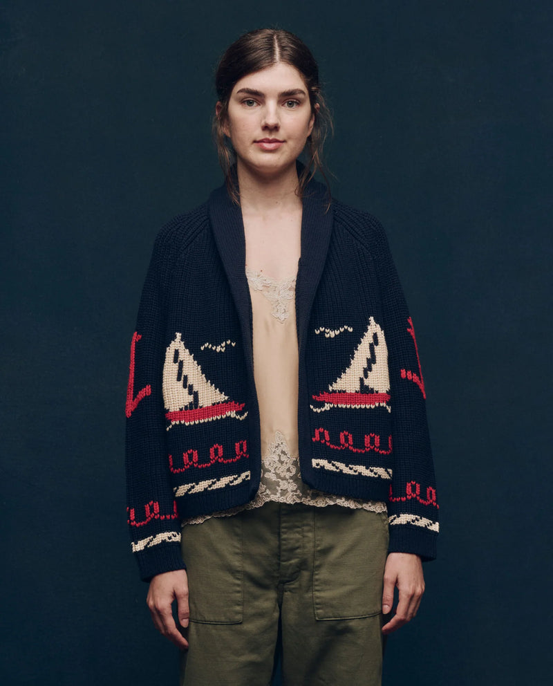 [The Great] The Sailboat Lodge Cardigan - Dark Navy