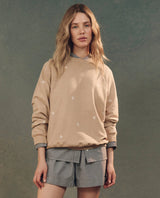 [The Great] The Slouch Sweatshirt - Khaki W/ Daisy Embroidery