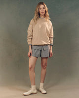 [The Great] The Slouch Sweatshirt - Khaki W/ Daisy Embroidery