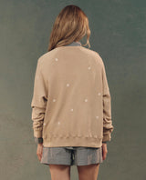 [The Great] The Slouch Sweatshirt - Khaki W/ Daisy Embroidery