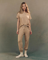 [The Great] The Boxy Crew - Khaki W/ Daisy Embroidery
