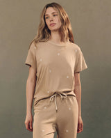 [The Great] The Boxy Crew - Khaki W/ Daisy Embroidery