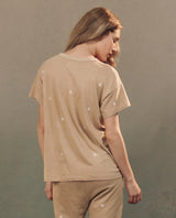 [The Great] The Boxy Crew - Khaki W/ Daisy Embroidery