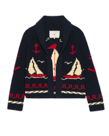 [The Great] The Sailboat Lodge Cardigan - Dark Navy