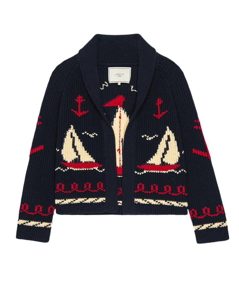 [The Great] The Sailboat Lodge Cardigan - Dark Navy
