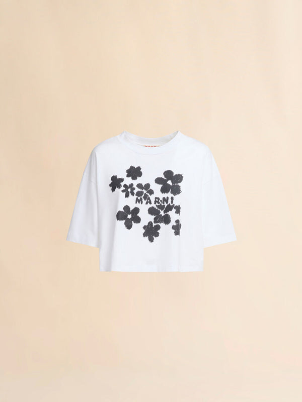 [MARNI] Daisy Garden Print Jersey Cotton T-shirt - Lily White