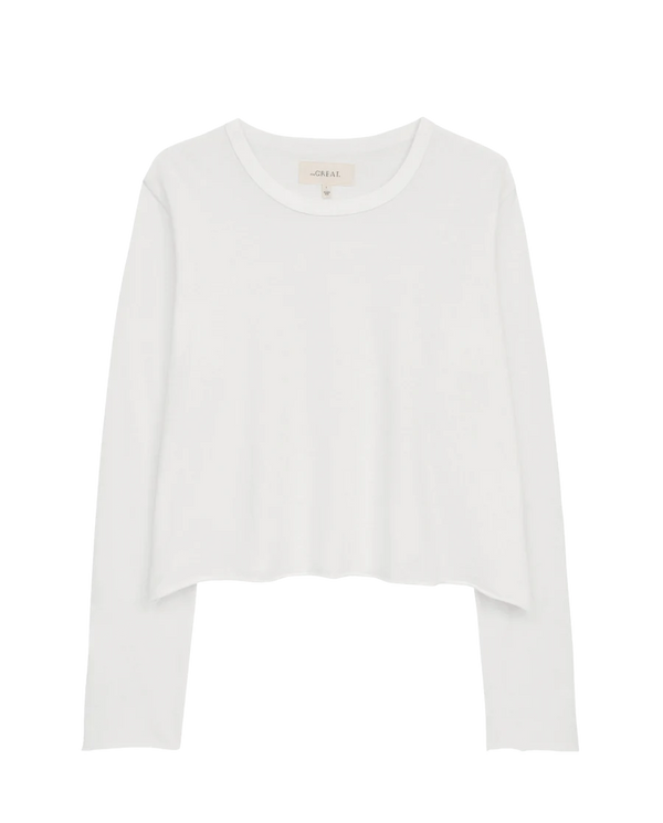 [The Great] The Long Sleeve Crop Tee - True White