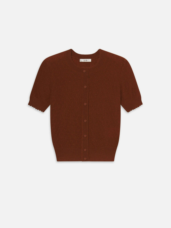 [Frame] The Cashmere Pointelle Cardigan - Chestnut