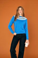 Wool Cashmere Yoke Fair Isle Crew