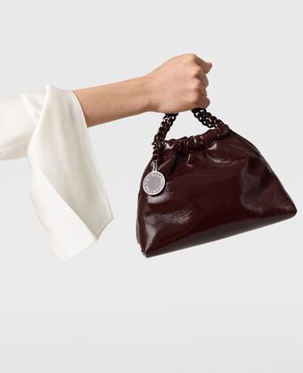 [S.McCARTNEY] Falabella Mini Drawstring Bag Crinkled Patent Alter Mat W/Tonal Chain