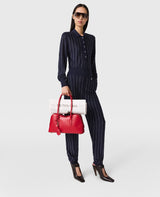 [S.McCartney] Collared Pinstripe Long-Sleeve Top - Ink/ White
